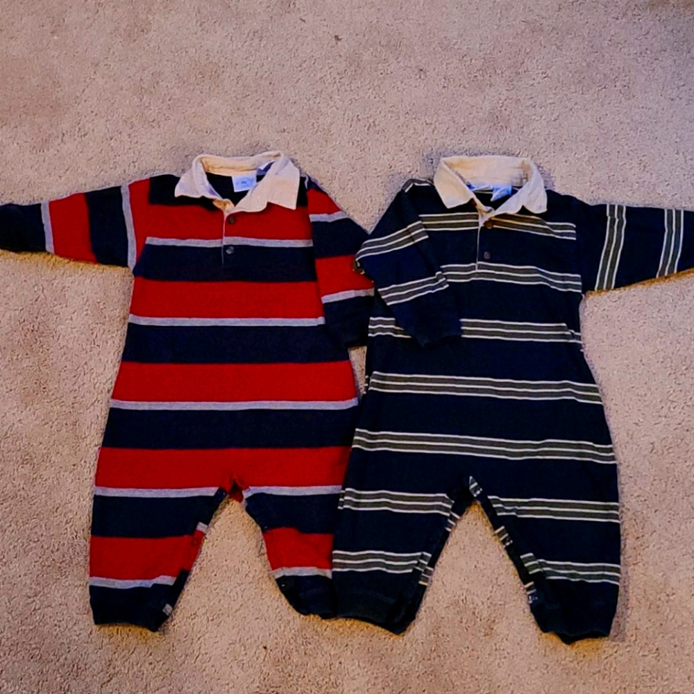 Collared stripped onsies